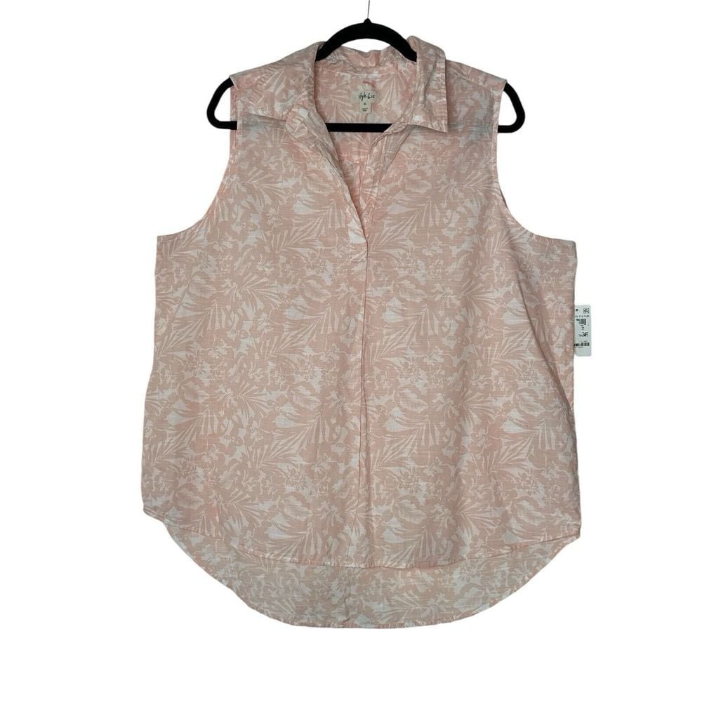 New Style & Co Blouse Women XL Shirt Pull Over Flower Bohemian Sleeveless Boho
